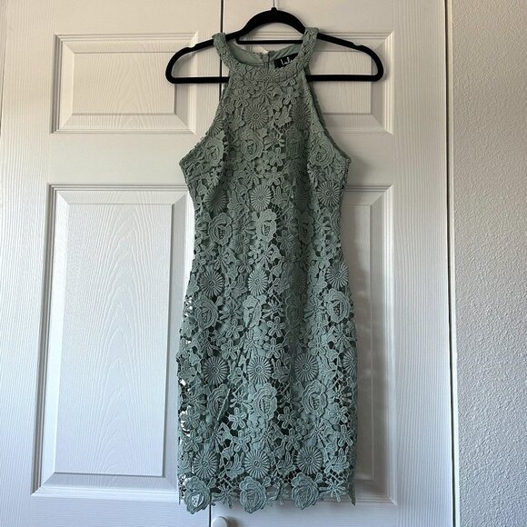 Lulu's Love Poem Teal Lace Mini Dress (NBW) - Picture 1 of 6